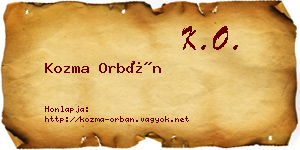 Kozma Orbán névjegykártya